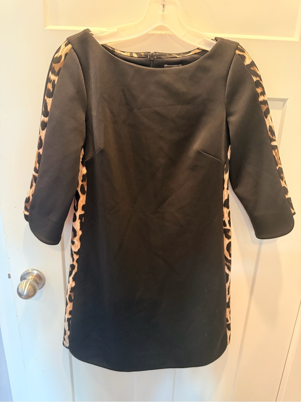Vince Camuto Black Leopard Panel Sheath Dress Size 4